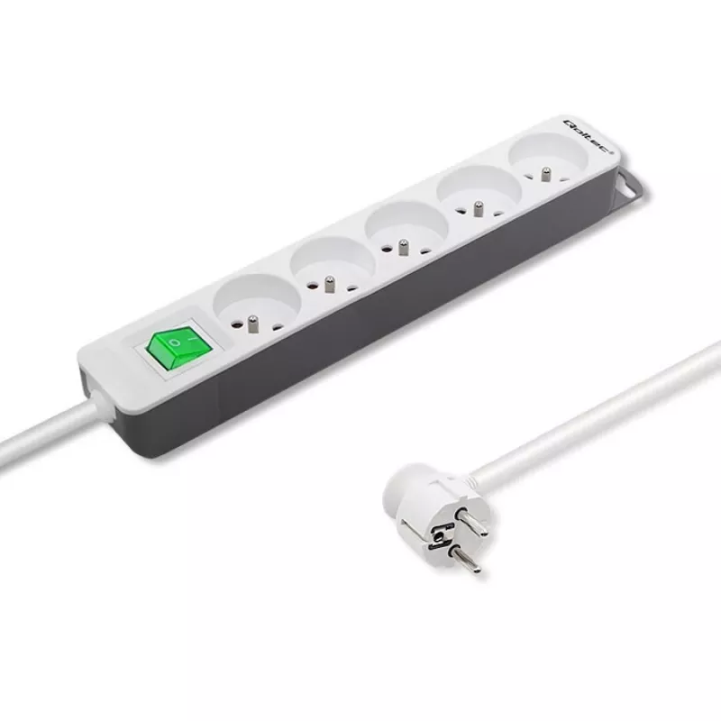 Power Extension Qoltec 50290 1.8m 5 AC Outlets Indoor White