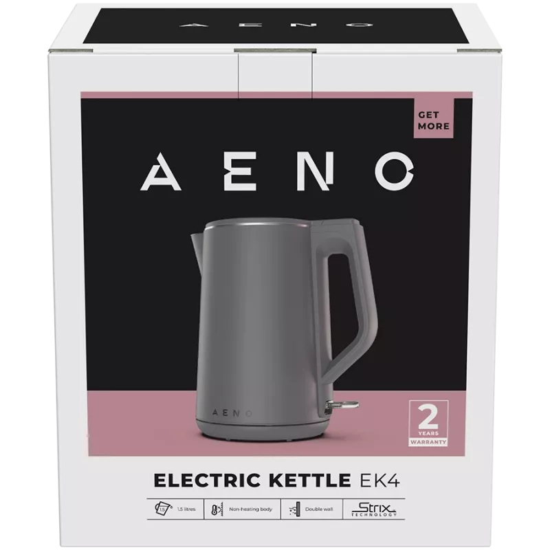 AENO Electric Kettle EK4: 1850-2200W, 1.5L, Strix, Double-walls, Non-heating body, Auto Power Off, Dry tank Protection