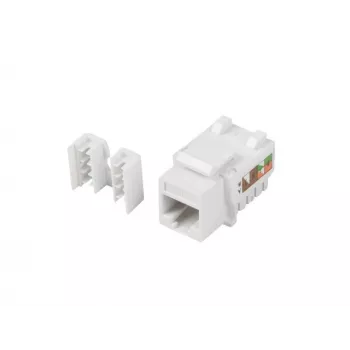 Keystone module LANBERG KSU6-1090, Cat6 U/UTP flat, RJ-45 male to LSA female, AWG 22/26, 14.5×16.1 mm, white