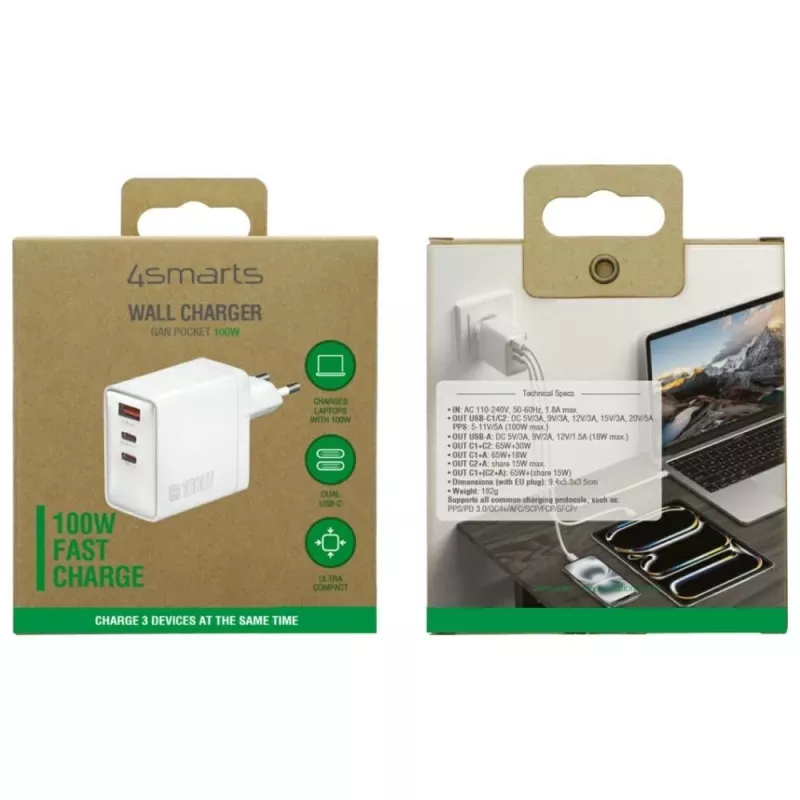 Indoor Charger 4smarts 542100 Universal Silver White Fast Charging