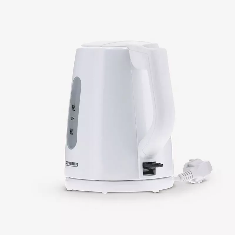 Electric kettle SEVERIN 1 L 2200 W white — cordless, 360° base, concealed heating element