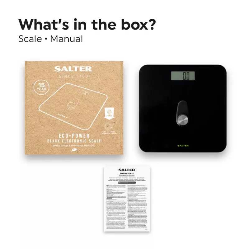 Digital Bathroom Scale Salter 9224 BK3RFEU16 Eco Power Black