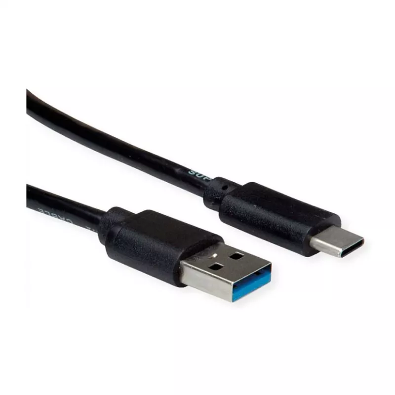 ROLINE RM USB 3.2 Gen 1 Cable, A-C, ST/ST, black, 0,5 m