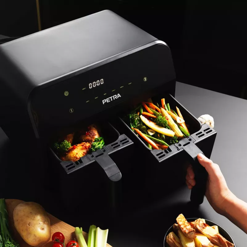 Air Fryer Petra PT4750BLKVDEEU7, Dual‑chamber, 3.7 L capacity, Black
