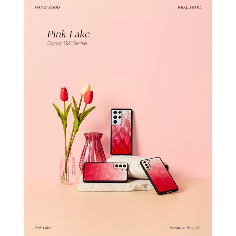 Phone case iKins for Samsung Galaxy S21 Ultra — pink lake black