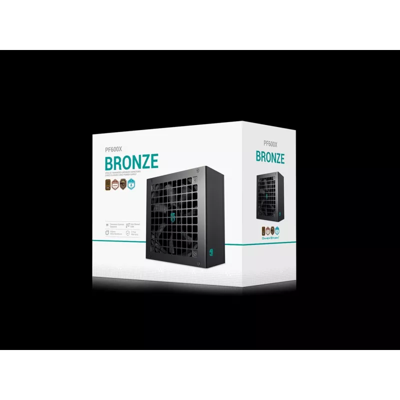 ATX power supply DeepCool PF600X 600W 80 PLUS Bronze, 600 W, 12 cm fan, ATX 2.52, 24-pin, 2×(6+2) PCIe, 8×SATA