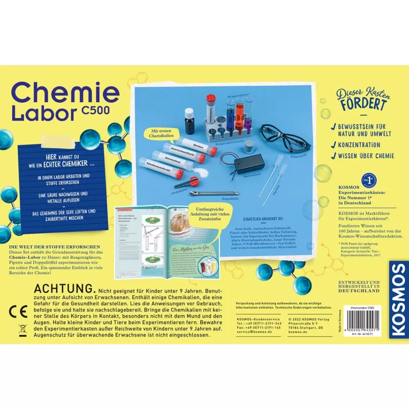 Kosmos Chemie labor C 500, Experiment kit, Chemistry, 9 yr(s), Multicolour
