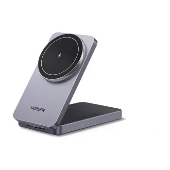 UGREEN indoor AC wireless charger for headphones and smartphones W528, grey, short-circuit and under-voltage protection