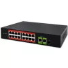 Ethernet PoE Switch QOLTEC 16x RJ45, 2x RJ45 uplink, 1x SFP (MPN 52291)