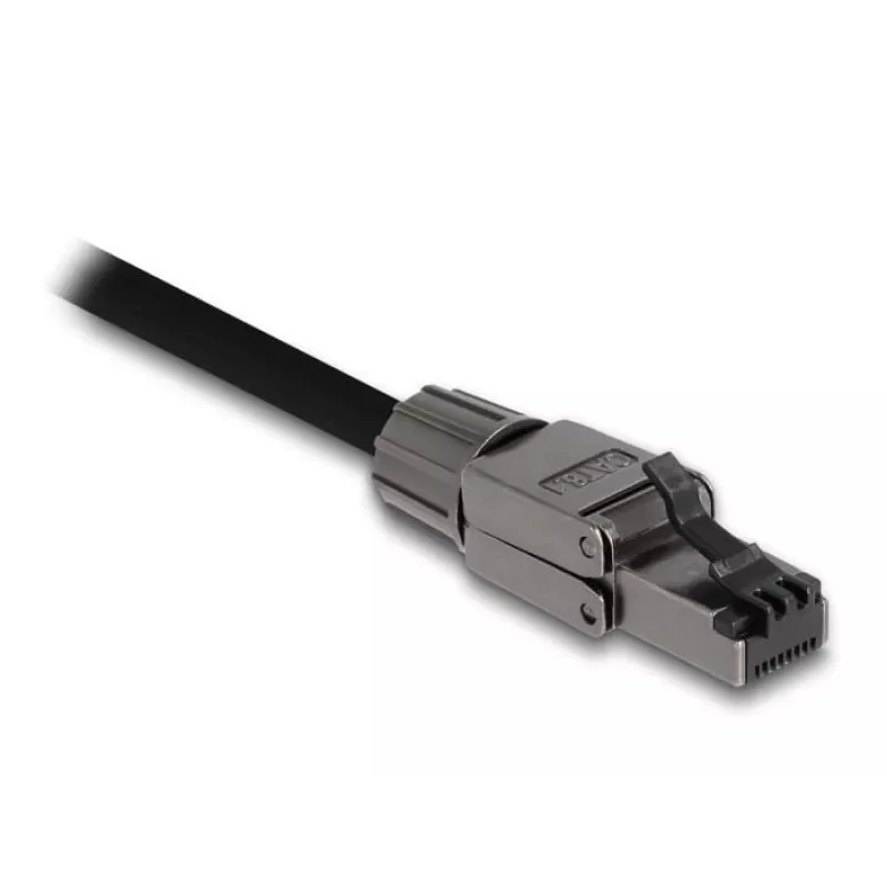 Network Cable DeLOCK RJ45 plug Cat.8.1 STP toolfree Black