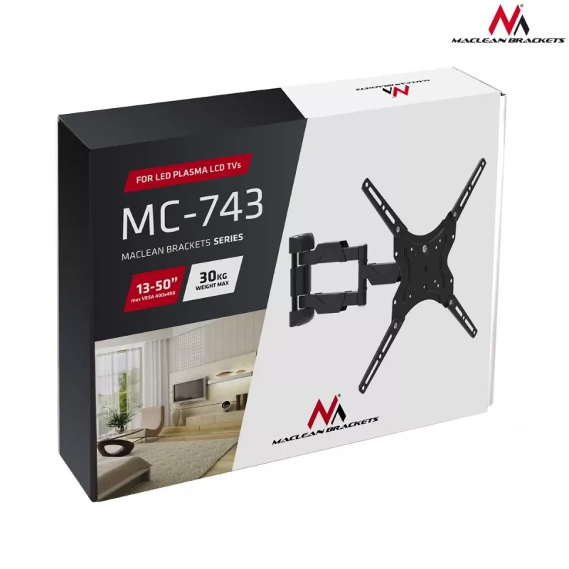 Maclean Mc-743 - Vesa Monitor-/TV Mount, 13-50 Black, 30 Kg