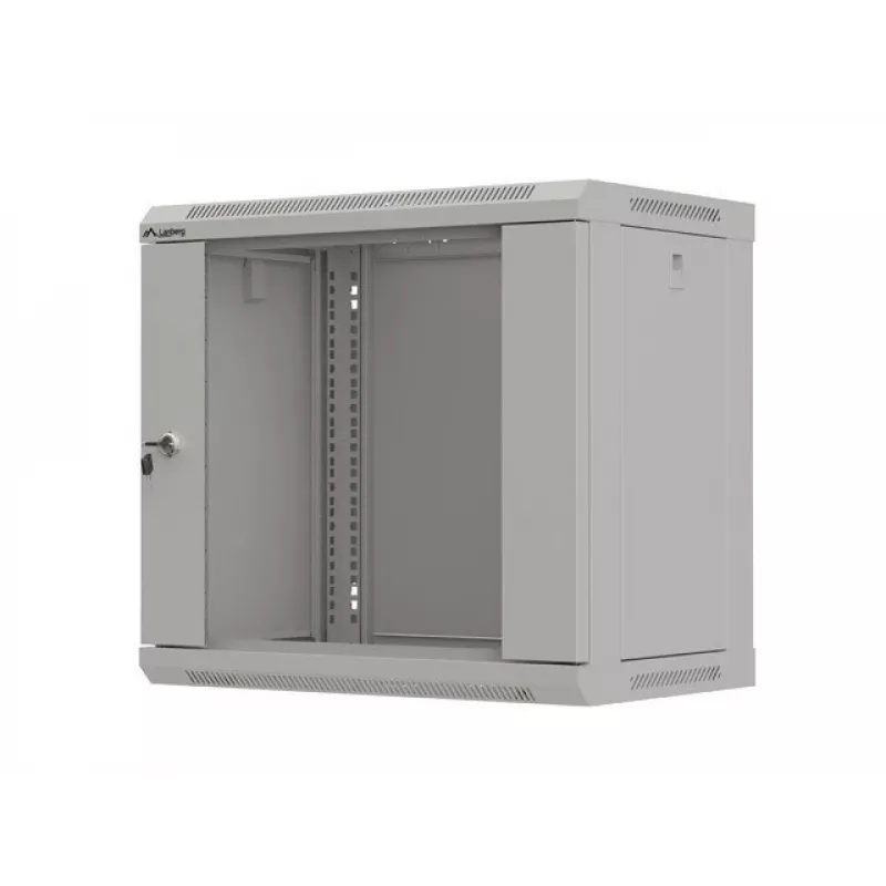 Lanberg WF03-5309-10S 9U Wall-Mount Rack Cabinet 19 inch 540x350 mm Grey Tempered Glass Door Flat-Pack