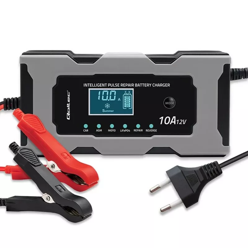 Charger QOLTEC 52493 12V 10A with repair function for AGM batteries