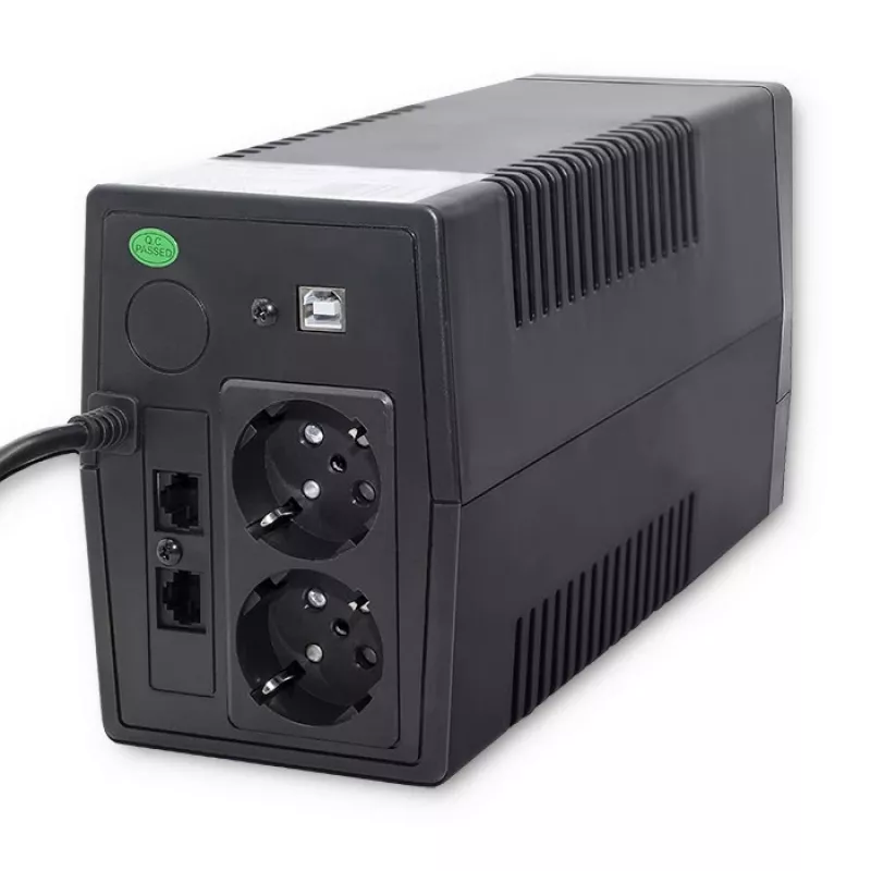 Qoltec Monolith UPS Double-conversion Online 0.65 kVA 360 W 2 AC outlets