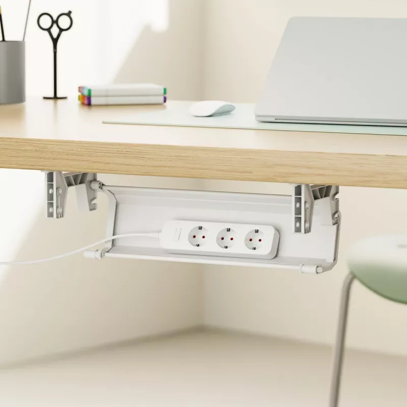 Maclean under-desk cable/extension organizer, max. load 5kg, white, MC-106 W
