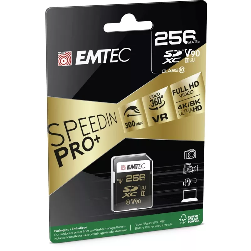 Flash Memory Emtec 256 GB UHS-II SpeedIN Pro+