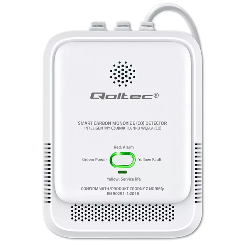 CO detector alarm QOLTEC 52576 — carbon monoxide sensor, 85 dB alarm