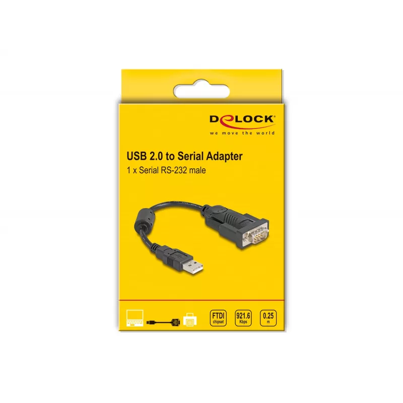 DeLOCK 61549 Serial Cable Black 0.25 m USB Type-A RS-232