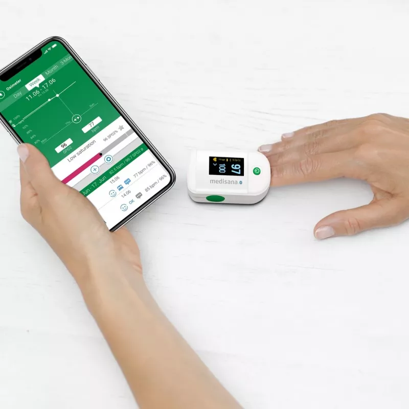 Medisana PM 100 Connect pulse oximeter, grey/white