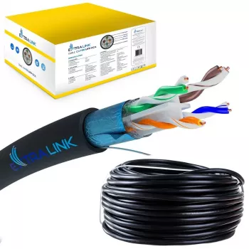 Network Cable Extralink Twisted pair CAT6 FTP (F/UTP) V2 Outdoor 305M Black