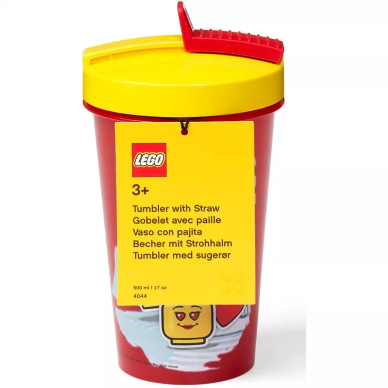 Cup with straw Room Copenhagen LEGO Iconic Girl Bright Red 500 ml (red/yellow)
