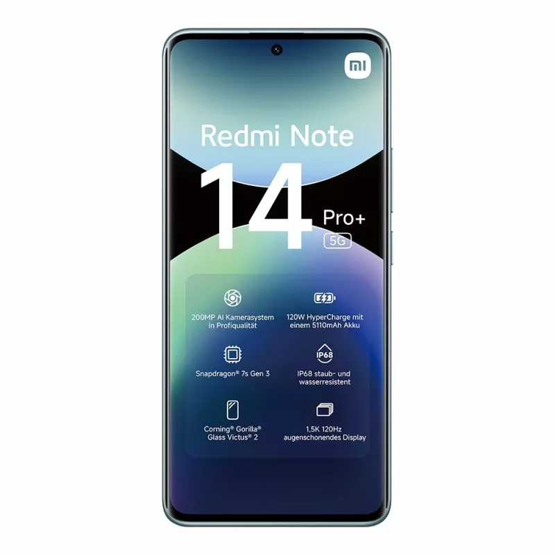 Smartphone Xiaomi Redmi Note 14 Pro+ 5G — 6.67 inch AMOLED, 8 GB RAM, 256 GB, 200 MP, IP68, 5110 mAh
