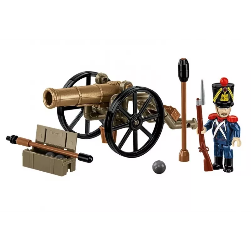French Artilleryman with Cannon Building Blocks Set, 97 Pieces