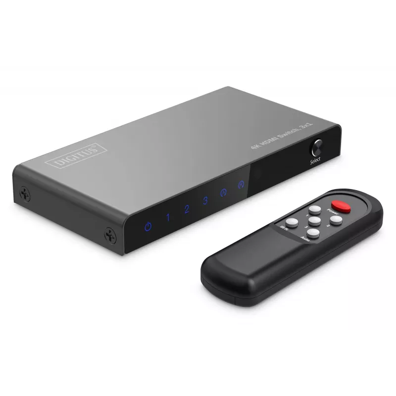 Digitus 4K HDMI Switch 3x1 Metal Black 18 Gbit/s