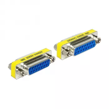 Gender changer cable DELOCK Sub-D 15 (female-to-female), blue/silver, model 65480