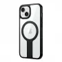 Protective case GUAN for Apple iPhone 16 with 10H tempered glass and built-in kickstand, transparent/black