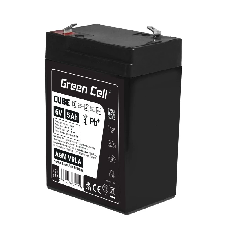 UPS battery Sealed Lead Acid Green Cell AGM6V5AH-J 6 V 5 Ah