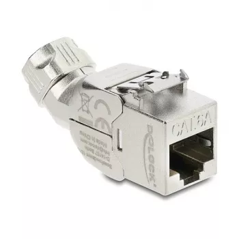 DELOCK Keystone Module RJ45 jack to LSA Cat.6A tool-free 45° angled shielded with metal latch