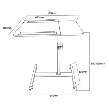 Maclean mobile desk/laptop stand, white, height adjustment 59-89cm, max. 30kg , MC-121 W