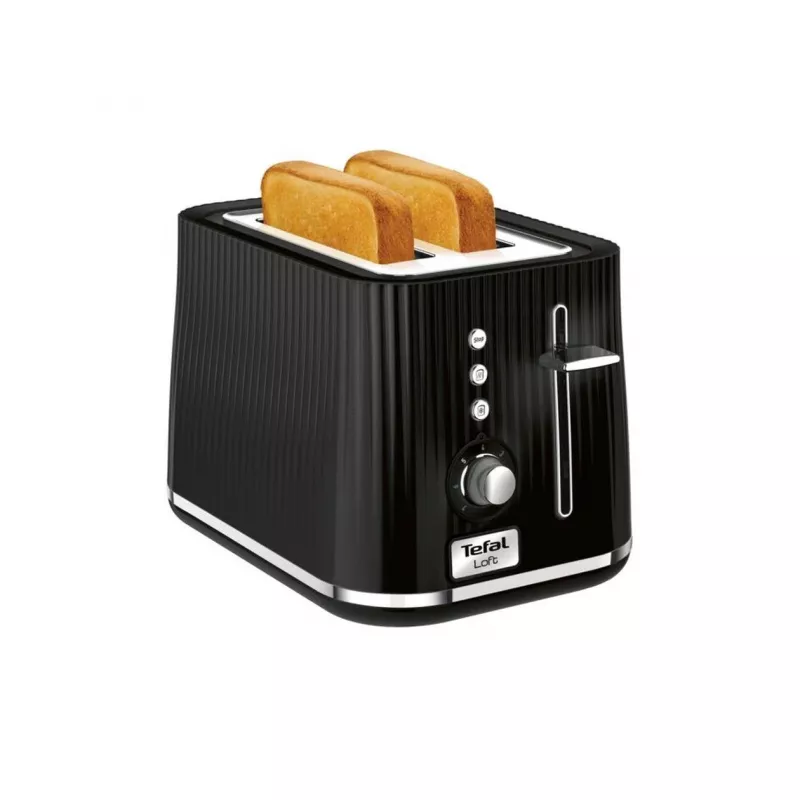 Toaster Tefal Loft 2S TT761838 — 2-slice, 7 browning levels, defrost/reheat, removable crumb tray, black