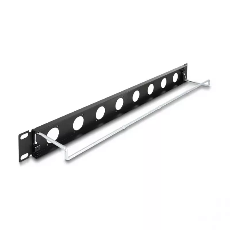 DeLOCK 67059 19-inch D-Type patch panel with strain relief, 8-port, 1U, black