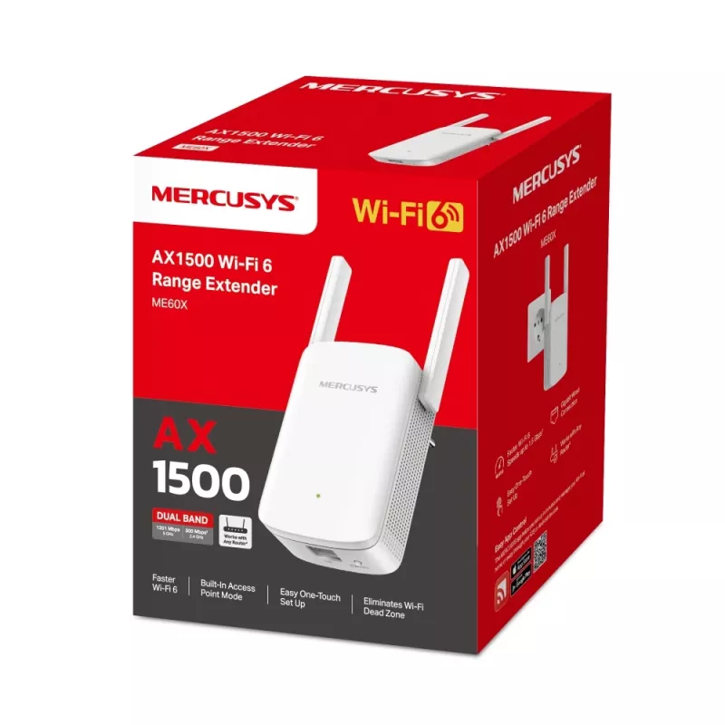 Repetidor De Sinal Mercusys WI-FI 6 AX1500 Dual Band - ME60X