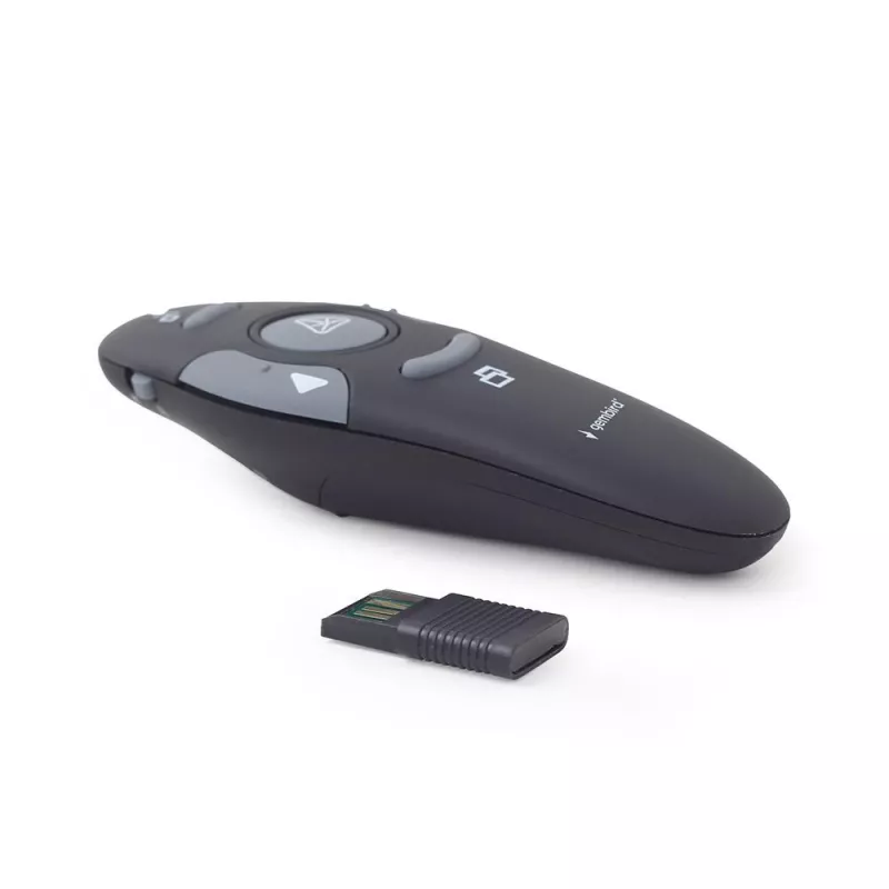 GEMBIRD wireless IR presenter WP-L-11, 4 buttons, 2.4 GHz RF USB receiver, black, AAA battery