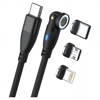USB Cable RealPower MagneticCharge 100 1m USB C Black