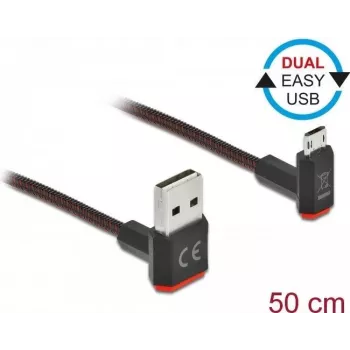 USB Cable DeLOCK EASY-USB 2.0 Type-A to Micro-B 0.5m Black