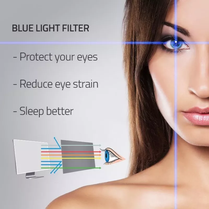 Qoltec 51049 Anti Blue Light Filter 27 | 16:9 | Eye protection | Anti Glare