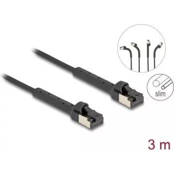 Network Cable DeLOCK RJ45 Slim Cat.6A U/FTP 3m Black