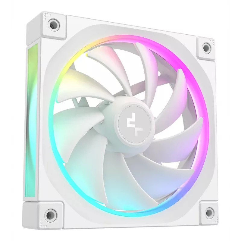 12 cm case fan DeepCool FL12 WH — 3-pack, 120×120×25 mm, 2150 RPM, 55 CFM, Fluid Dynamic Bearing, PWM, multi-LED, 4-pin