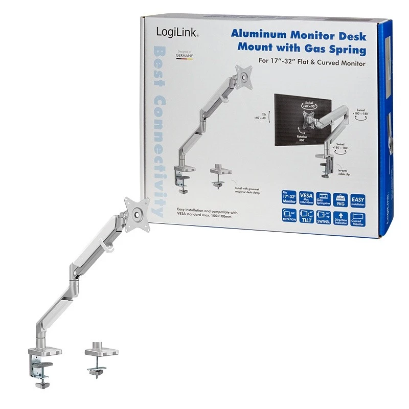 Monitor mount LogiLink BP0086 81.3 cm (32 inch) Desk Silver