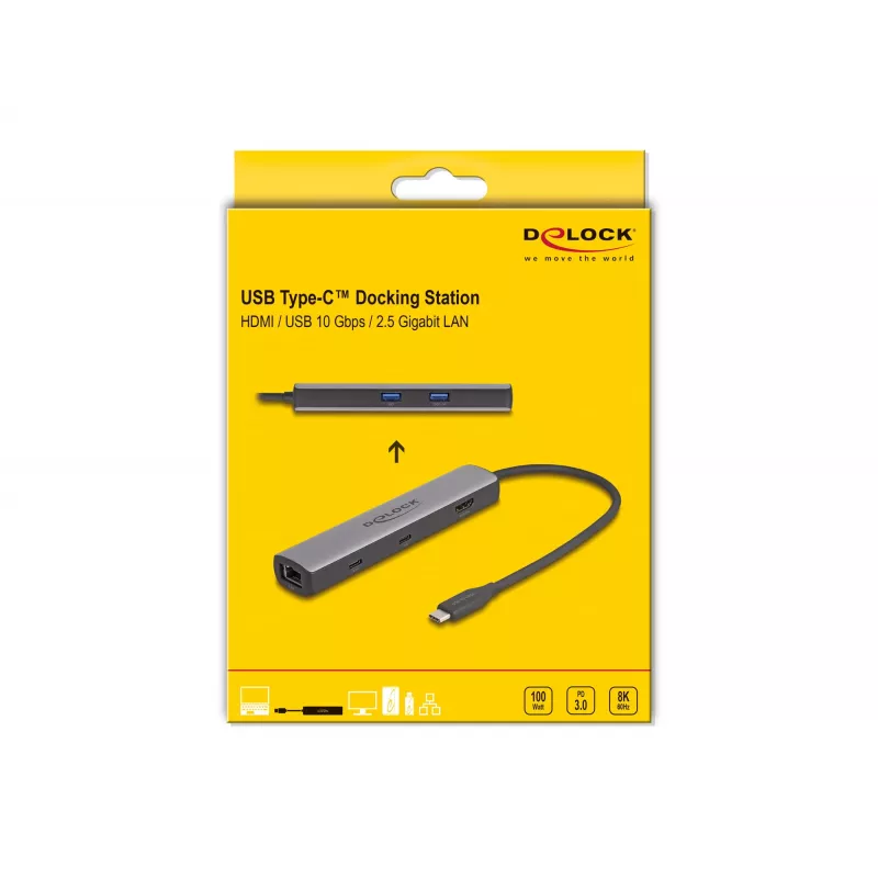 DeLOCK USB Type-C Docking Station 8K HDMI USB 10 Gbps 2.5 Gigabit LAN PD 100W