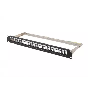 Patch panel empty 24 ports 1U 19 inches ftp for keystone modules black