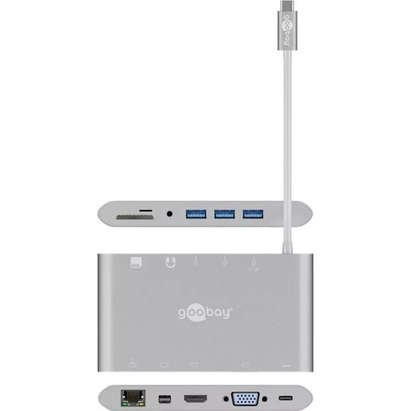 Goobay USB-C™ Multiport-Adapter - All in 1 - Aluminium - Silver (62113)