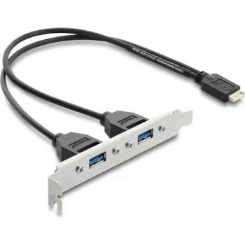 Internal USB Type-E Key B adapter card DELOCK 67346 — 2× USB-A 5 Gbps with slot bracket