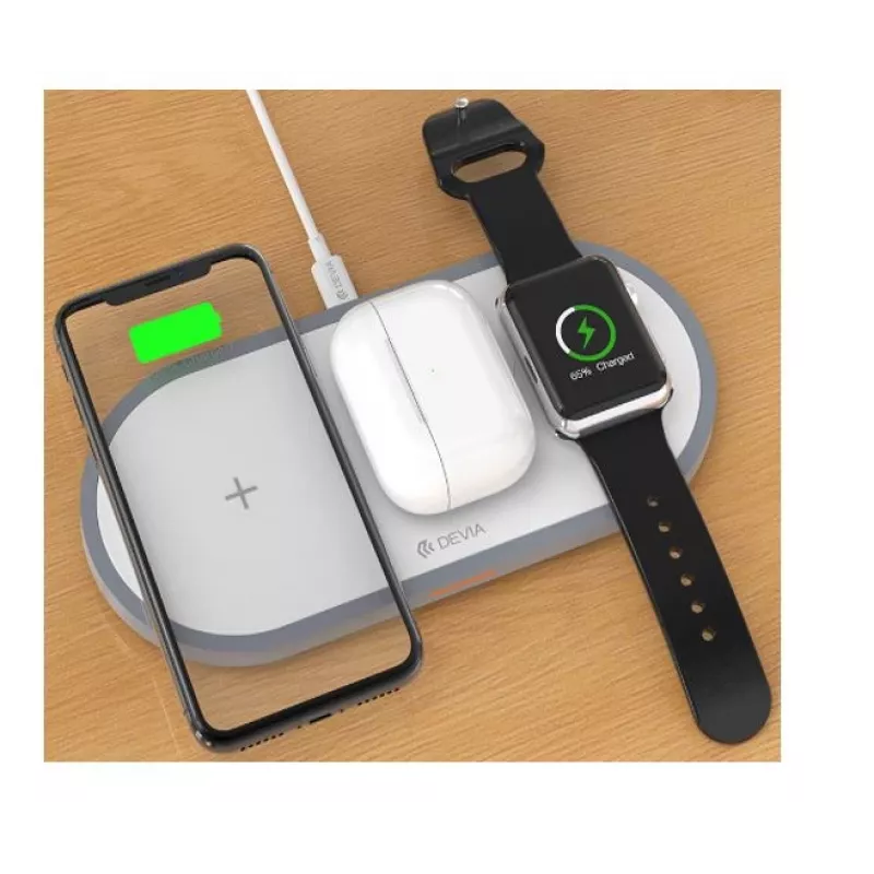 3-in-1 Wireless Charger Devia V4 10W — for smartphone, Apple Watch, earphones
