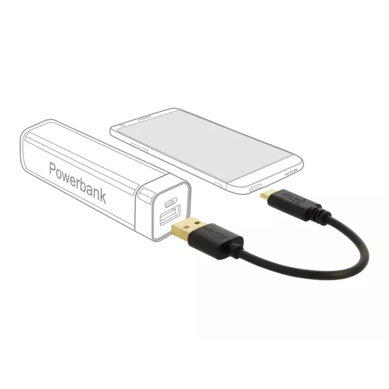 DeLOCK USB Charging Cable Type-A to USB Type-C 15 cm Black