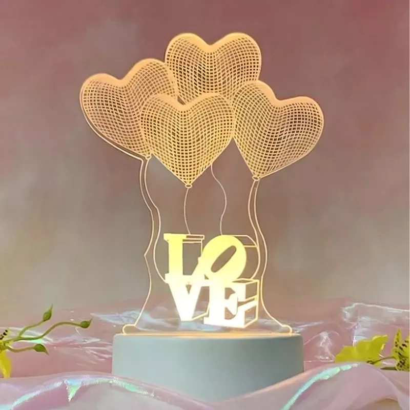 Night Lamp Extralink HOME 3D Optical Illusion Four Hearts USB bedside lamp